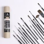 ArtRight Premium Handmade Professional Artist Handmade Mix Painting Brush Set for Acrylic, Watercolor, & Gouache Painting with Brush Holder -(15 Brushes + 1 Free mop Paintbrush) (Wood), Synthetic Bristle