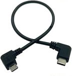 Qaoquda USB Type C to Micro USB Cable, 90 Degree USB-C Male to Micro USB Male Adapter Converter for MacBook Pro, Laptop, Android Devices(Only for Charging) (90 Degree Type C M/Micro M)