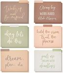 12 Pack Decorative File Folders, Letter Size for Women, Cute Earth Tone Aesthetic Office Supplies with Inspirational Sayings, 1/3 Cut Tabs (11.5 x 9.5 in)