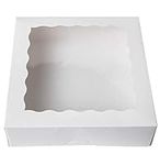 [25pcs]10inch White Bakery Boxes, Large Pie Boxes with PVC Window Natural Disposable Box for Cookie 10x10x2.5inch,25 of Pack (White, 25)