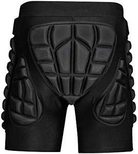 OHMOTOR 3D Padded Protective Shorts Hip Butt EVA Pad Short Pants Heavy Duty Protective Gear Guard Drop Resistance for Ski Skiing Skating Snowboard Cycling (Black, M)