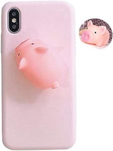 UnnFiko Squishy Piglet Phone Case Compatible with iPhone 6 / iPhone 6s, Cute 3D Cartoon Animal Soft Silicone Protective Case with Stand (Shout Piglet, iPhone 6 / 6s)