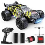 DEERC 1:14 Brushless RC Cars for Adults Fast 43 MPH, 4WD Off-Road RC Trucks with 7-Color LED Lights, Metal Shocks, All-Metal Drivetrain High Speed Remote Control Car, 2×7.4V Batteries, 3S Compatible