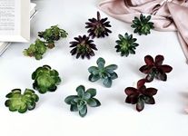 SATYAM KRAFT 12 Pcs Succulent Heads Small Mini Plants, Exquisite Faux Plant Add Charm to Your Home, Perfect for Gifting, Office Decor, Farmhouse and Office Desk (Pack of 12) (Green)