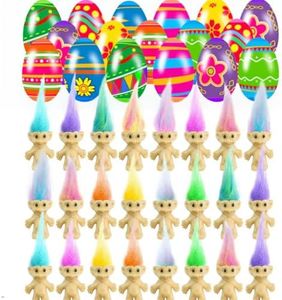 Holydeck 24 PCS Prefilled Easter Eggs with Mini Toys Inside Vintage Lucky Dolls Action Figures for Kids Boys Girls Easter Basket Stuffers Party Favors Easter Egg Fillers Hunt