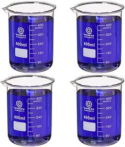 Glass Beakers Set - Science, Chemistry Classroom Supplies - Borosilicate Glass - Education, Research Equipment for Industrial and Academic Labs (400mL, 4-Pack)