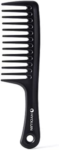 HYOUJIN Black Wide Tooth Comb Detangling Hair Brush,Paddle Hair Comb,Care Handgrip Comb-Best Styling Comb for Long