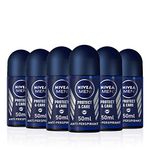 NIVEA MEN Protect & Care Antiperspirant Deodorant Pack of 6 (6 x 50ml), Men's Deodorant with 0% Alcohol, 48 Hour Antiperspirant for Men, Roll On Deodorant