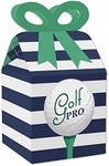 Big Dot of Happiness Par-Tee Time - Golf - Square Favor Gift Boxes - Birthday or Retirement Party Bow Boxes - Set of 12