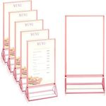 Stockroom Plus Clear Acrylic Sign Holder with Rose Gold Borders, Vertical Stand (4 x 6 in, 6 Pack)