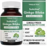 SoActive Ginkgo Biloba | Clinically Proven Ginko Biloba Phytosome - 300% Better Absorption - 180 mg Dose - Brain, Heart, Mood & Memory Support Supplement - Optimized for Active Nutrients (60 capsule)