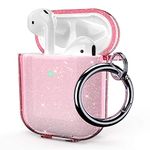 ULAK Compatible with AirPods Case Cover, Clear AirPods 2nd Generation Protective Cover Soft TPU Transparent Shockproof Case Accessories with Keychain for AirPod 2 & 1 [Front Led Visible]-Pink