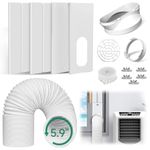 Plusluck Portable Air Conditioner Window Vent Kit, 10Pcs with 4 Slide Seal Plates & 5.9” Exhaust Hose, Adjustable Portable AC Window Kit for Ducting Universal for Sliding Horizontal & Vertical Windows