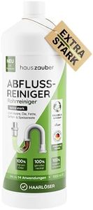 hauszauber - Abflussreiniger [EXTRA STARK] 1000 ml - Löst Speisereste, Öle, Fette & Haare - Profi Rohrreiniger für Badewanne, Waschbecken, Dusche, Siphon, Bad und Küche - Abflussfrei & Haarweg