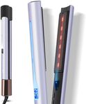 Infrared Ion Hair Straightener & Styler, 2 in 1 Straightener Curls and Straightens, Anti-frizz and Shine Effect, Dual Voltage, 14 Adjust Temp 100-230℃ Purple