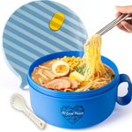 AI LOVE PEACE Microwave Ramen Bowl, Ramen Cooker, Ramen Bowl BPA Free and Dishwasher Safe For Office College Dorm Room Instant Lunch Ideal for Shin and Buldak Ramen Noodle On The Go (Sky Blue)