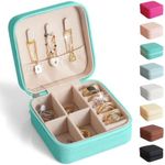 BeBeGee Travel Jewelry Case, Portable Mini Jewelry Travel Organizer, Small Jewelry Boxes for Women, Bridesmaid Gifts and Travel Essentials Accessories to Store Rings, Necklaces, Earrings(1 PC Aqua)