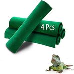 Hamiledyi 19.7" x 11.8" Reptile Carpet 4pcs Terrarium Substrate Liner Pet Habitat Bedding Soft Green Mat for Bearded Dragon Lizards Gecko Chamelon Iguana Turtles Snakes