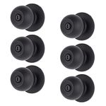 BRINKS – 6-Pack Matte Black Transitional Round Privacy Bedroom Door Knob – Privacy 6 Pack Matte Black Bed and Bath Flat Doorknob