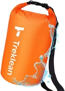 Treklean Dry Bag, Waterproof Floating and Lightweight Dry Bags, Roll Top Sack Keeps Gear Dry, for Kayaking, Rafting, Boating, Swimming, Camping, Hiking, Beach, Fishing outdoor (Orange-35L)