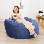 Garvee 4Ft Bean Bag Chair, Memory Foam Bean Bag Chairs with Filling for Adults, Teens and Kids, Plush Lazy Sofa with Soft Velvet Cove for Living Roomr, Navy