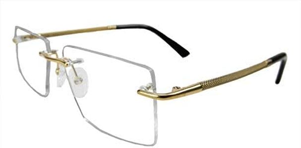 Circleperson Rimless Pure Titanium Eyeglasses frame Square Light Weight (Gold, Clear/Demo lens), Gold, 54-18-140