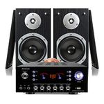 Fenton SHFB55B 5'' Hi-Fi Bookshelf Speaker Set with AV120FM BT Amplifier, Powerful Home Audio System with Bluetooth, USB, and SD Playback, 120W Peak Power, Black