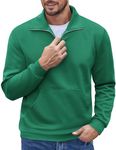 COOFANDY Mens Quarter Zipper Neck Pullover Sweatshirt Lightweight Workout Coat Kangaroo Pockets Sweater Green