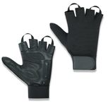 Leather Palm Wheelchair Gloves, Half Fingers with Full Thumb Disability, Mobility Gloves for Men and Women (X-Large, Black)
