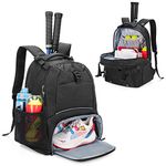 DSLEAF Tennis Backpack for 2 Rackets, Tennis Bag with Separate Ventilated Shoe Space for Tennis/Pickleball/Badminton/Squash Racquet and Accessories