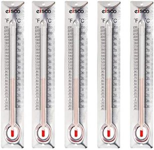 EISCO 5 Pack - Aluminum Thermometers, -30 to 110°C / 30 to 230°F, Measurement in Celsius & Fahrenheit - Aluminum Backing, Glass - Spirit Filled - 6.5" Long, 1" Wide