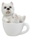 Ebros Realistic Mini Adorable West Highland White Terrier Dog Teacup Statue 3" Tall Pet Pal Dog Breed Collectible Resin Decor Figurine with Glass Eyes