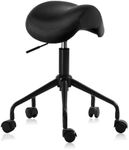 DR.LOMILOMI Ergonomic Saddle Seat Adjustable Pneumatic Swivel Rolling Stool Chair for Medical Hygienic SPA Massage Salon Home and Office 503 Kai (Ergonomic, Black)
