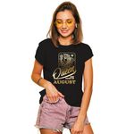 eweft® Queen are Born in August Printed Half Sleeve Round Neck Black Cotton T-Shirt for Girl's/Women's