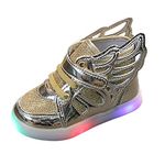 EnJoCho Kids Shoes for 1-6Years Boys Girls High Top Fashion LED Breathable Sneakers Toddler Baby Light Up Tennis Sport Shoes (Gold, 15-18Months)