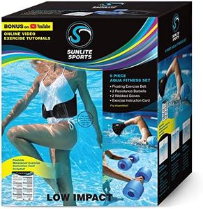 Sunlite Sports High-Density EVA-Foam Dumbbell Set, Water Weight, Swim Belt, Soft Padded, Water Aerobics, Aqua Therapy, Pool Fitness, Water Exercise