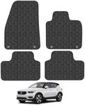 Car Mats Compatible with Volvo XC40 2018+ [Automatic] Tailored Fit Black Rubber Floor Set 4 Pieces Anti-Slip, Heavy-Duty & Waterproof