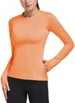 BALEAF Thermal Shirts for Women Long Sleeve Fleece Tops Running Workout Cold Weather Gear Compression Zipper Pocket, Apricot, XX-Large