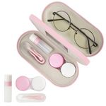 cauyuan Glasses Case Hard Shell,Double Sided Portable Contact Lens Case,Double Sided Portable Contact Lens Case With Mirror Tweezers Potion Bottle,Suitable for Office,Home,Travel