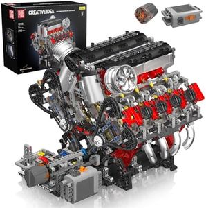 MOULD KING 10130 V8 Engine Model kit That Runs - Build Your Own STEM V8 Model Engine for Adults, 8-Cylinder Engine kit 3.9-Liter Twin-Turbo Engine, Mechanic Engineering Construction Set (2718 PCS)