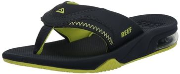 Reef Boy's Kids Fanning Flip-Flop, Lime/Navy, 3 US Big Kid