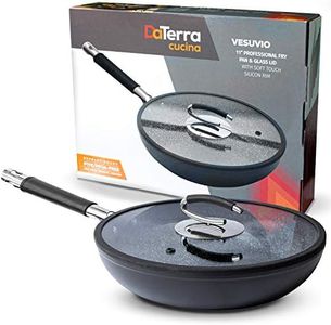 (28cm) - Ceramic Coated Nonstick Frying Pan, 28cm Heat Resistant Silicone Handle + Flat Glass Lid Durable, High Heat Aluminium Base with No Harmful PTFE, PTOA, Lead, or Cadmium Oven & Dishwasher Safe