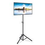 Premium LCD Flat Panel TV Tripod, Portable TV Stand, Foldable Stand Mount, Fits LCD LED Flat Screen TV Up To 32", Adjustable Height, 22 lbs Weight Capacity, VESA 200x200, 220x220