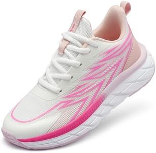 OrthoComfoot Big Kid Orthopedic Athletic Sneakers, Arch Support Shoes for Flat Feet, Comfortable Lightweight Running Shoes for Girls Boys, Pink White, Big Kid 6