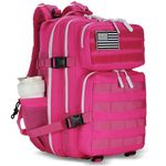 KXBUNQD Military Tactical Backpack 45L Hiking Backpacks Men Women Molle Army BackPack Daypack for Camping Fishing Travel, Pink, 45L, Tactical Backpack