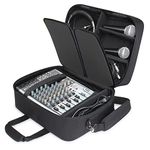 USA GEAR Audio Mixer Case - DJ Mixer Travel Bag with Customizable Interior & Water Resistant Exterior Compatible with Behringer Q1202USB, Mackie ProFX8v2, Yamaha MG10XU & More Mixers - Black