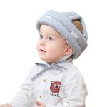 Baby Head Protector, Adjustable Size Baby Learn to Walk Or Run Soft Safety Helmet, Infant Anti-Fall Anti-Collision, for Baby(8-36 M(Grey Crown)