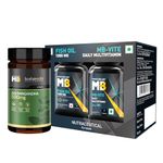MuscleBlaze Koshaveda Ashwagandha 500mg (60 Tablets) Ayurveda for Performance, Ayush Approved With MB-Vite Daily Multivitamin, (30 Tablets) & Omega 3 Fish Oil 1000mg (30 Capsules) | Combo Pack