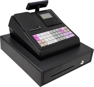 Cash Register Steel Cash and Coin Drawer, 45 Dept 45 Clerks, 4500 Lookups, Quick Load Thermal Printer Black