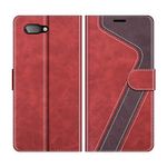 MOBESV Phone Cover For Blackberry Key2, Flip Wallet Case for Blackberry Key2 Phone Case, Red/Dark Purple